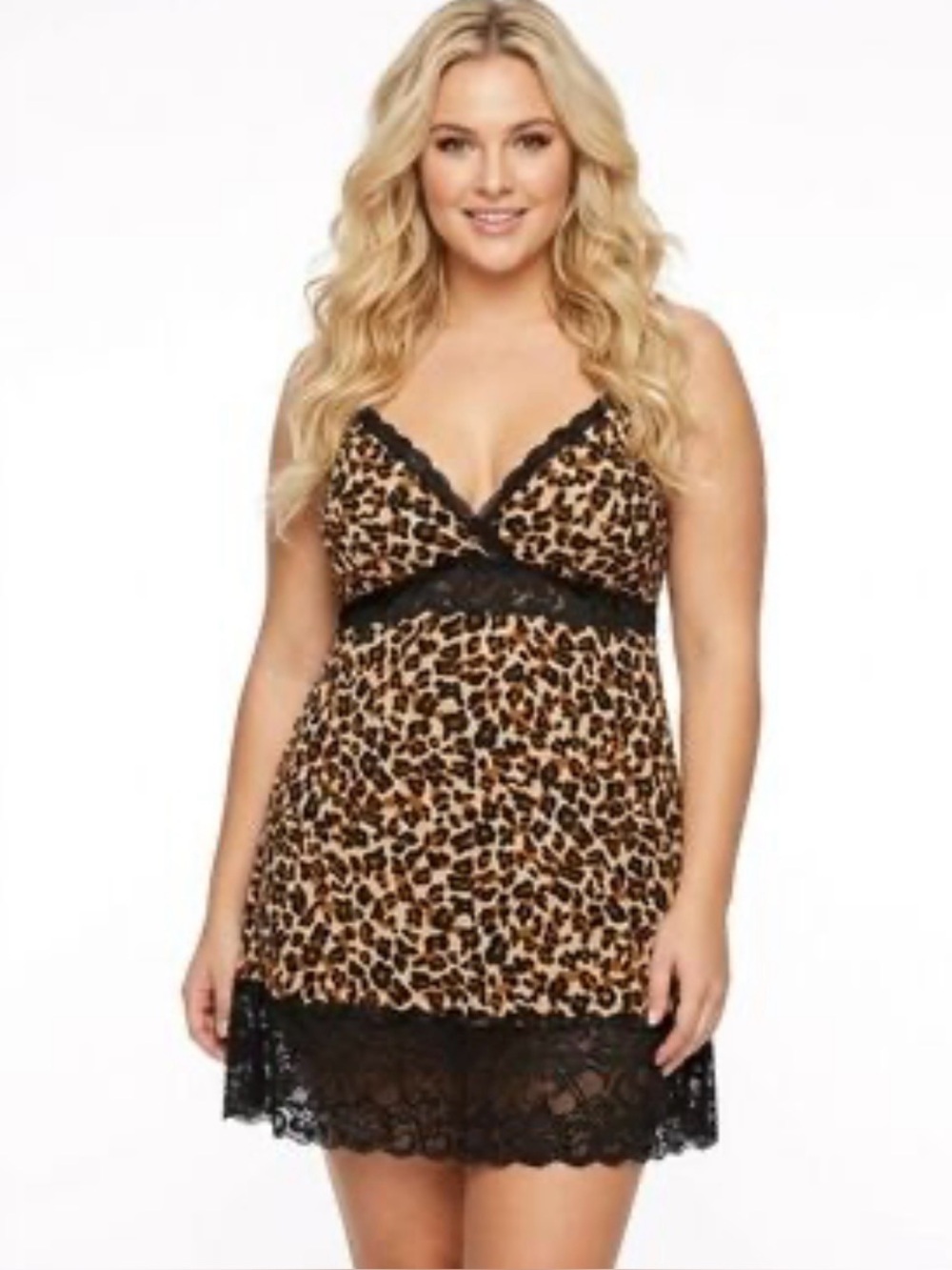 Marilyn Monroe Leopard-Print Chemise with Black Lace